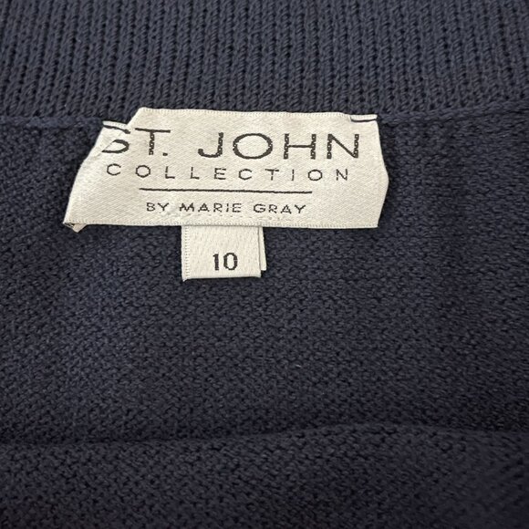 St. John Collection By Marie Gray Navy Santana Knit Skirt, Size 10 - Picture 4 of 6